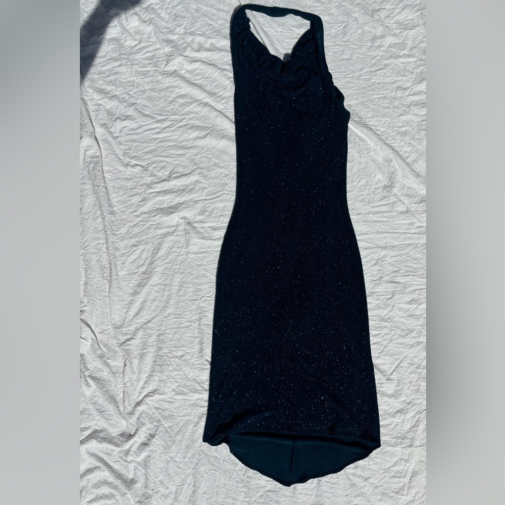 Cache Navy Halter Backless Dress